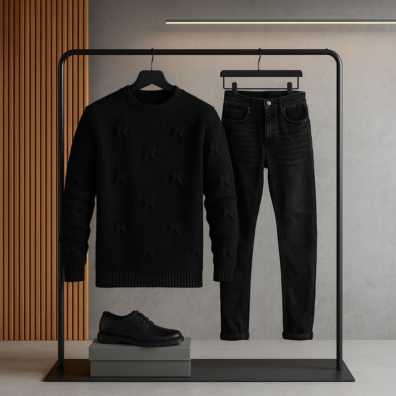 پلیور زاپ دار مشکی مردانه مدلDeta