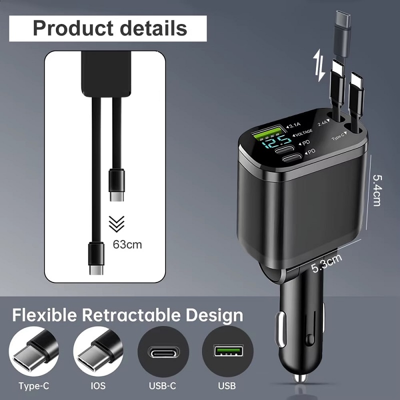 شارژر فندکی چندکاره 5in1) M4)-مشکی